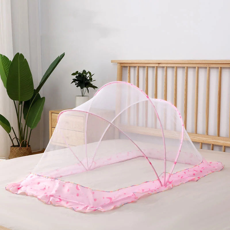 Baby Bottomless Foldable Mosquito Net in elegant grey, easy to store and effective against mosquitoes