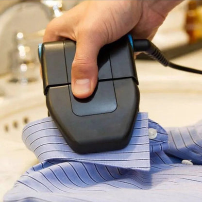 Portable folding electric iron with dual temperature controls for travel garment care