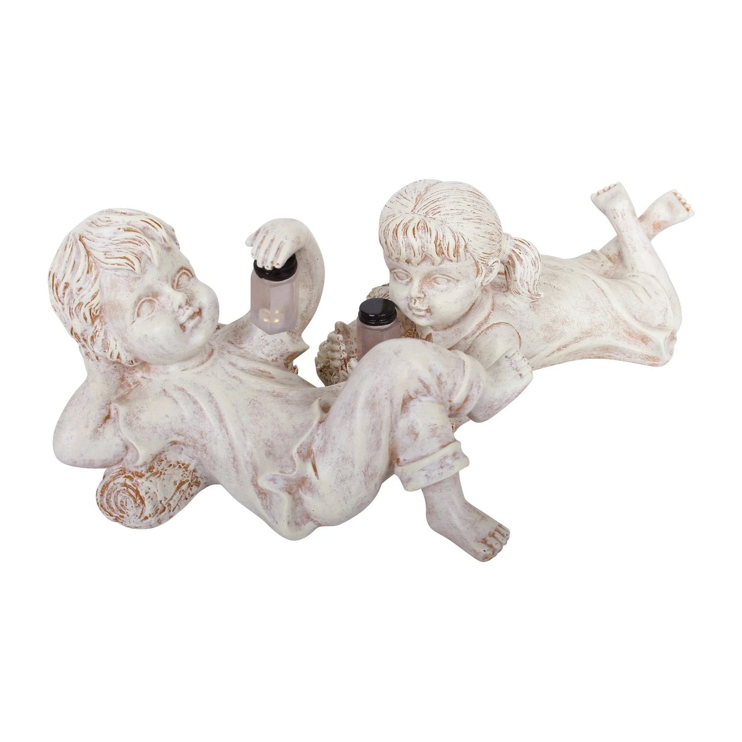 Charming solar-powered firefly garden statue with resin construction and automatic nighttime lighting