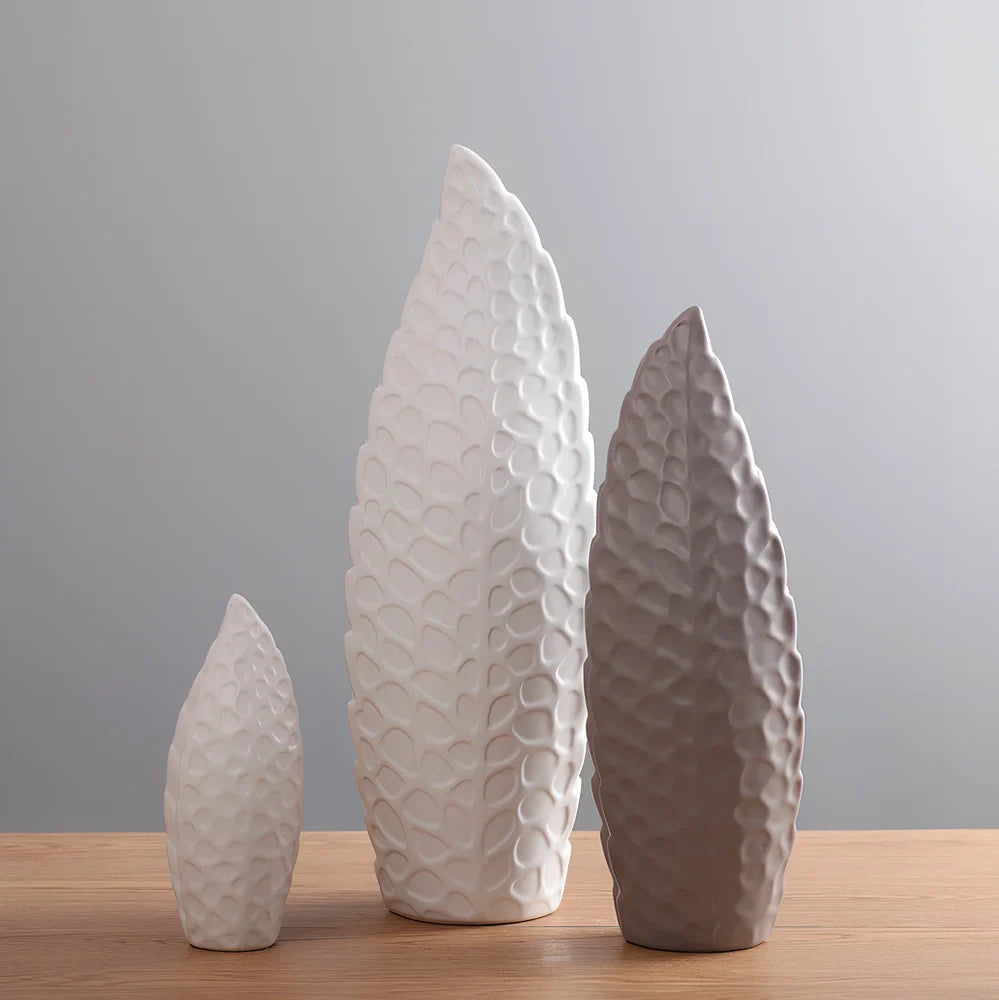 White ceramic flower vase with matte finish in Nordic design style