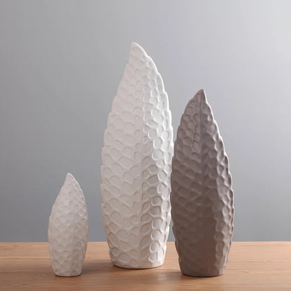 White ceramic flower vase with matte finish in Nordic design style