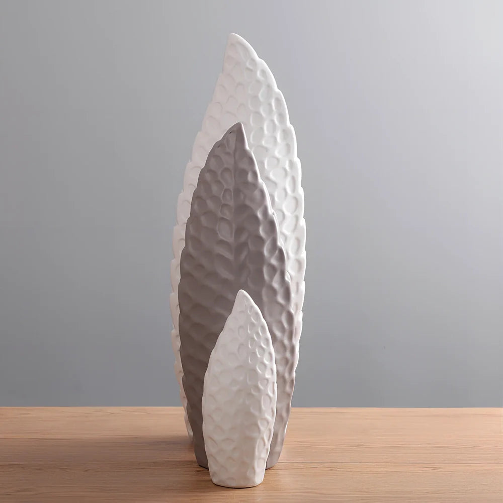 White ceramic flower vase with matte finish in Nordic design style