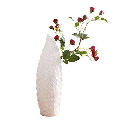 White ceramic flower vase with matte finish in Nordic design style