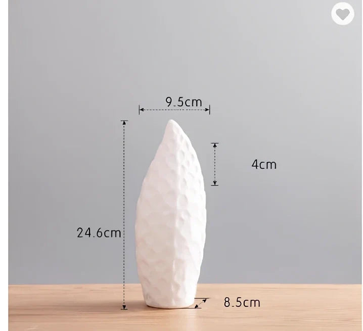 White ceramic flower vase with matte finish in Nordic design style