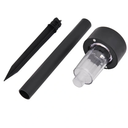 Solar-powered LED lawn light with 55mm diameter and waterproof plastic construction for garden illumination