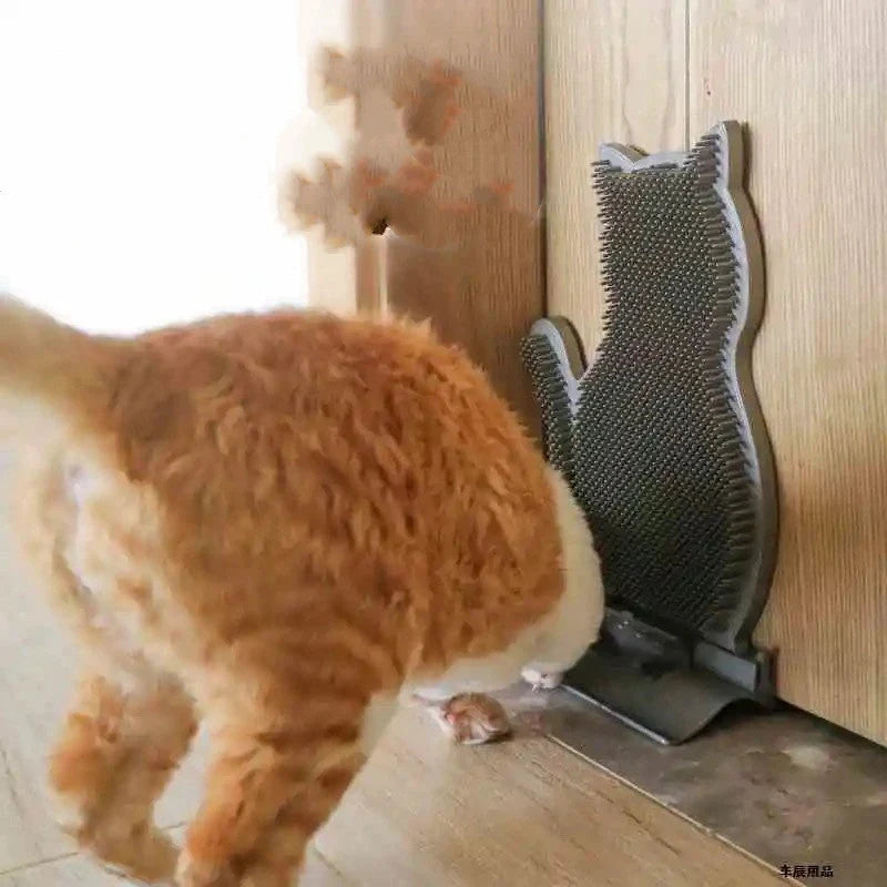 Cat Self Massage Brush with catnip for grooming and shed hair removal