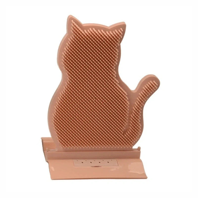 Cat Self Massage Brush with catnip for grooming and shed hair removal
