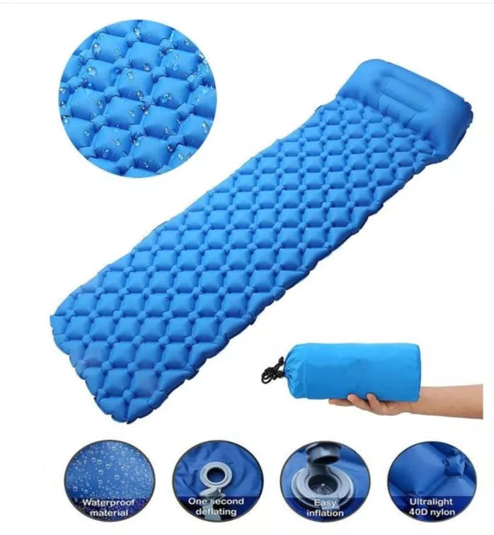 Inflatable Camping Mat with Pillow for outdoor sleeping comfort