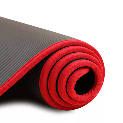 Extra thick non-slip yoga mat in black, blue, pink, or purple, ideal for beginners and professionals
