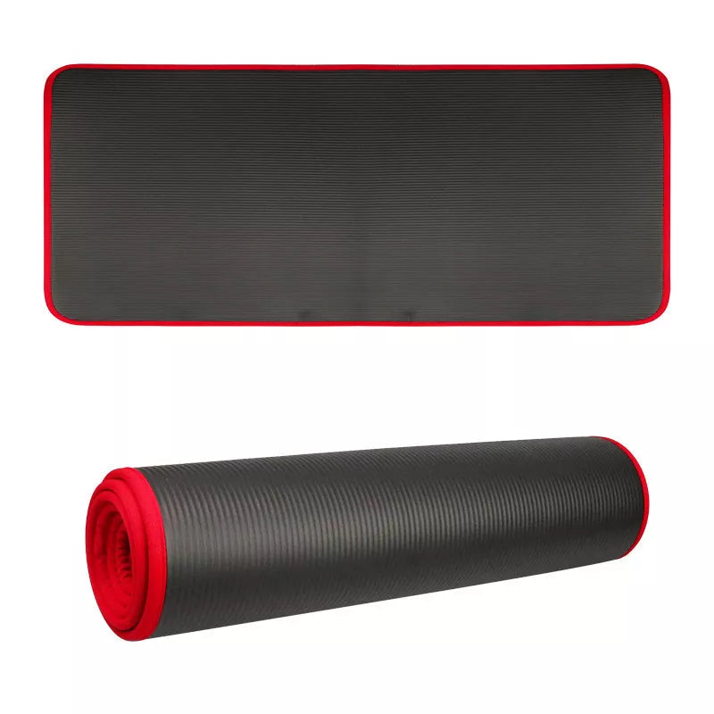 Extra thick non-slip yoga mat in black, blue, pink, or purple, ideal for beginners and professionals