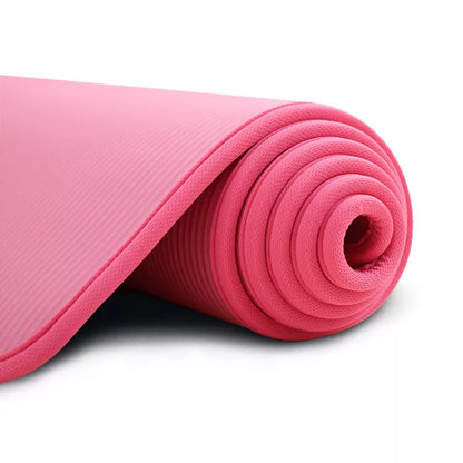 Extra thick non-slip yoga mat in black, blue, pink, or purple, ideal for beginners and professionals