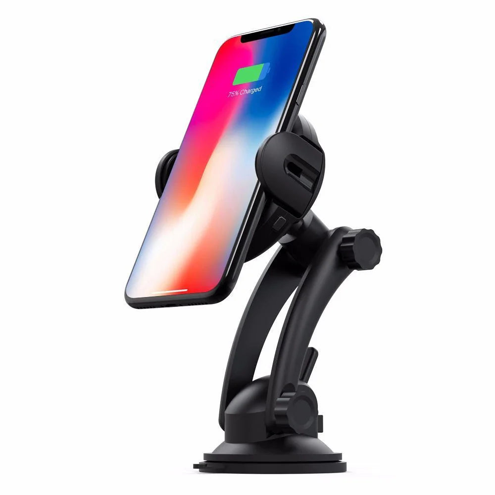 Magnetic car phone holder with wireless charging for secure, hands-free smartphone use while driving