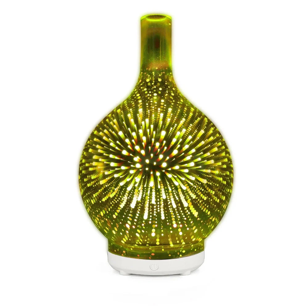 Transparent colourful glass vase humidifier with 1-litre water tank capacity and aromatherapy function