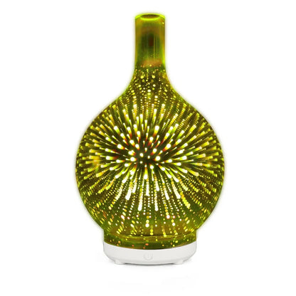 Transparent colourful glass vase humidifier with 1-litre water tank capacity and aromatherapy function