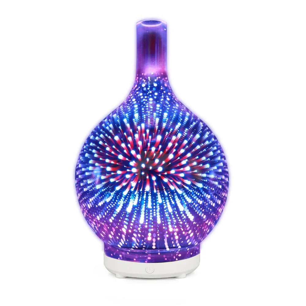 Transparent colourful glass vase humidifier with 1-litre water tank capacity and aromatherapy function