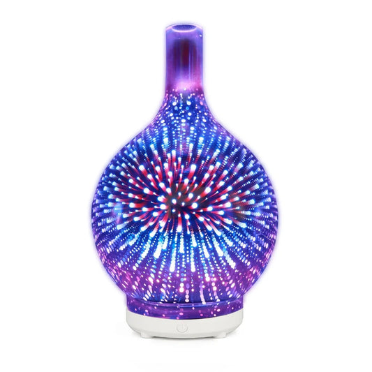 Transparent colourful glass vase humidifier with 1-litre water tank capacity and aromatherapy function