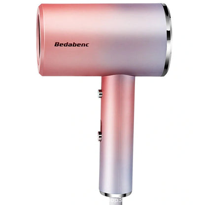 Compact black negative ion hair dryer showing 18cm length with four speed buttons and hot/cold air switch