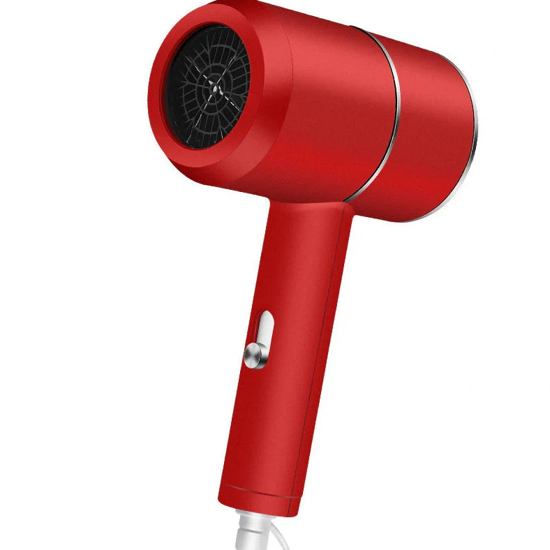 Compact black negative ion hair dryer showing 18cm length with four speed buttons and hot/cold air switch