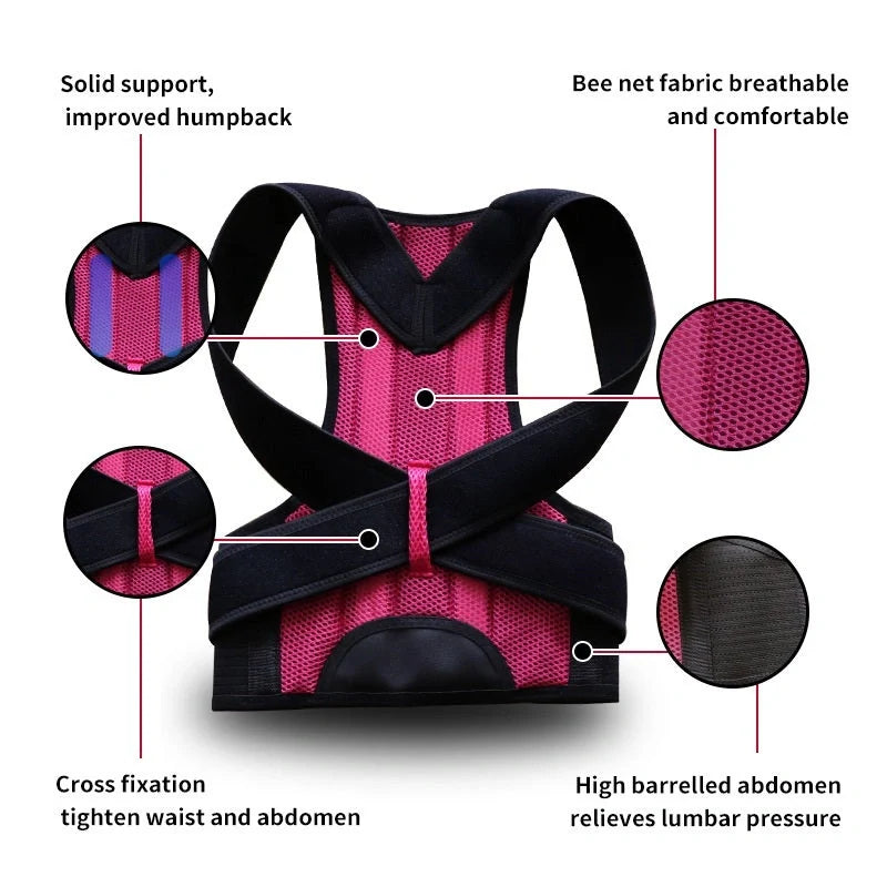 Posture-Perfecting Back Brace for Men and Women - Premium Polyester Fiber Construction, Adjustable Fit, Breathable Support