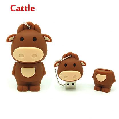 Zodiac animal USB flash drive with Year of the Ox design showing brown colour option