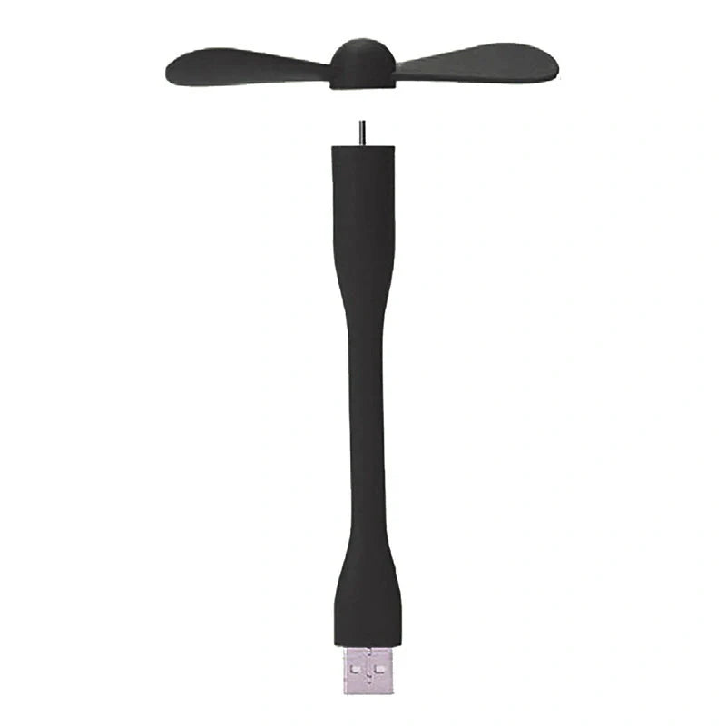 Mini USB bamboo dragonfly bendable fan with silicone blades for safe, portable cooling