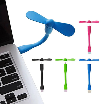 Mini USB bamboo dragonfly bendable fan with silicone blades for safe, portable cooling