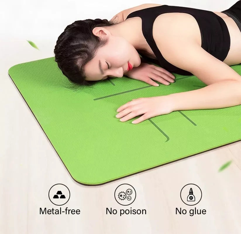 Double-layer TPE yoga mat with non-slip surface in various colors