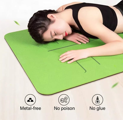 Double-layer TPE yoga mat with non-slip surface in various colors