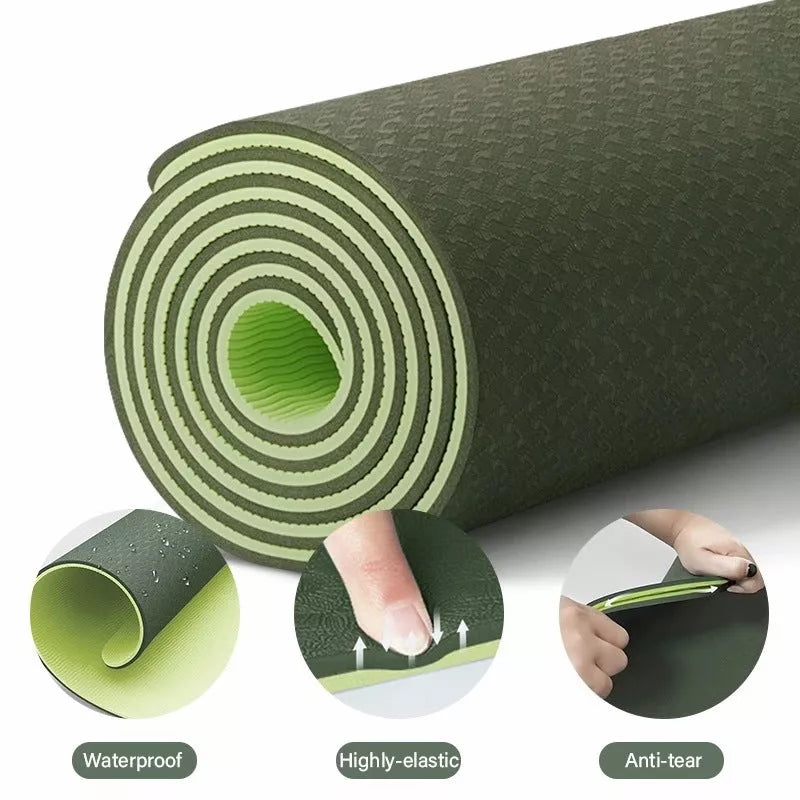 Double-layer TPE yoga mat with non-slip surface in various colors