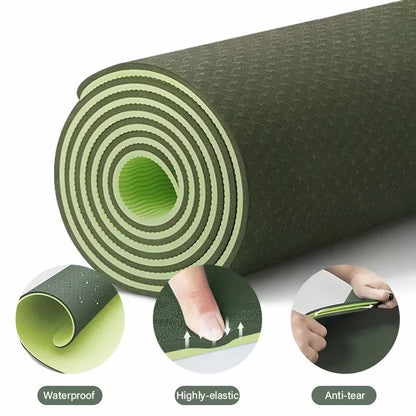 Double-layer TPE yoga mat with non-slip surface in various colors