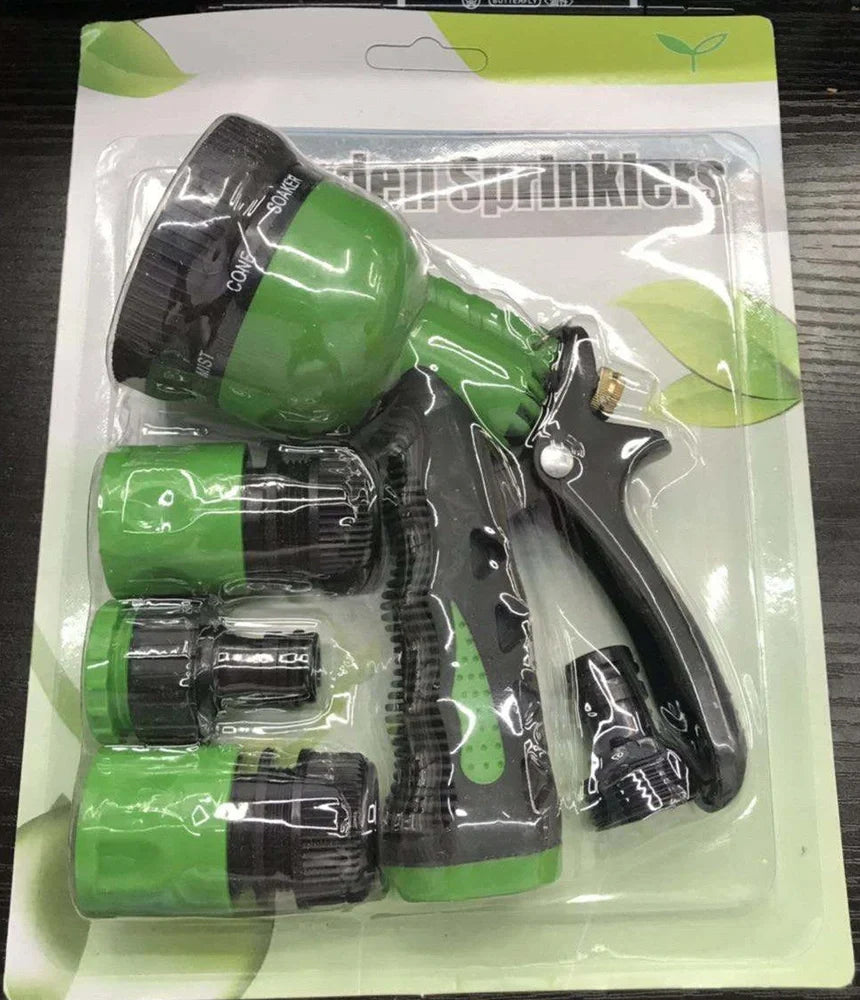 Green all-metal garden spray gun with adjustable nozzle and ergonomic trigger grip