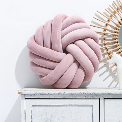 Comfy knotted ball decorative pillows in various colors, perfect for living rooms, offices, and photography