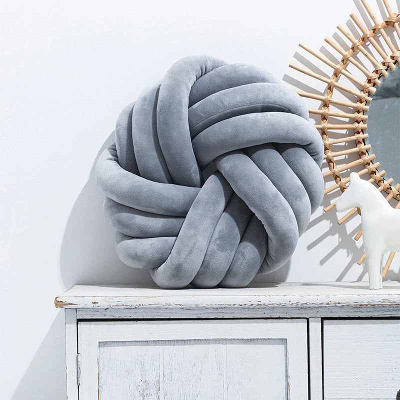 Comfy knotted ball decorative pillows in various colors, perfect for living rooms, offices, and photography