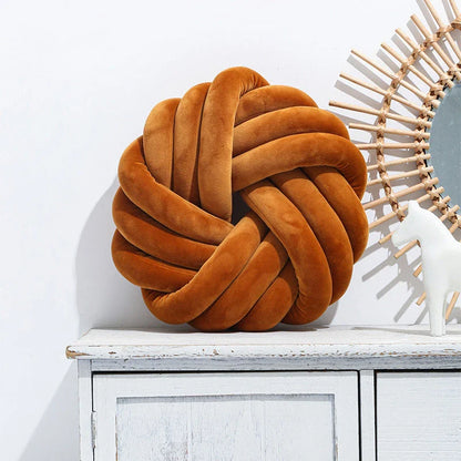 Comfy knotted ball decorative pillows in various colors, perfect for living rooms, offices, and photography