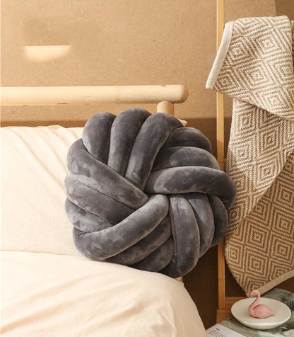 Comfy knotted ball decorative pillows in various colors, perfect for living rooms, offices, and photography