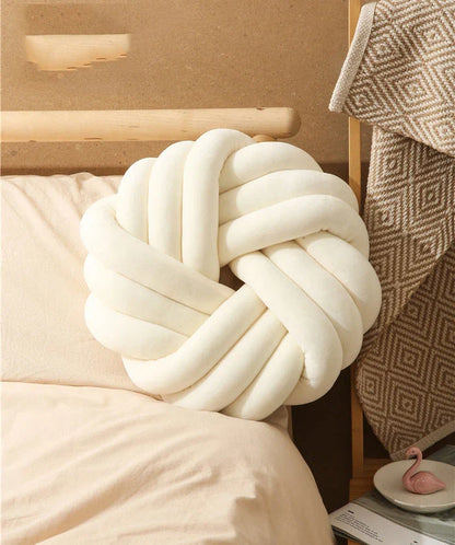 Comfy knotted ball decorative pillows in various colors, perfect for living rooms, offices, and photography