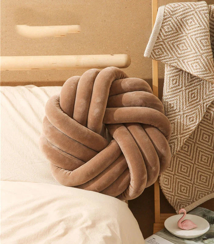 Comfy knotted ball decorative pillows in various colors, perfect for living rooms, offices, and photography
