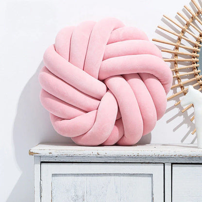 Comfy knotted ball decorative pillows in various colors, perfect for living rooms, offices, and photography