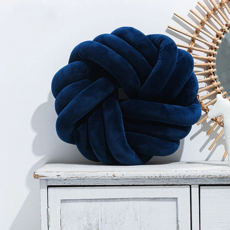 Comfy knotted ball decorative pillows in various colors, perfect for living rooms, offices, and photography