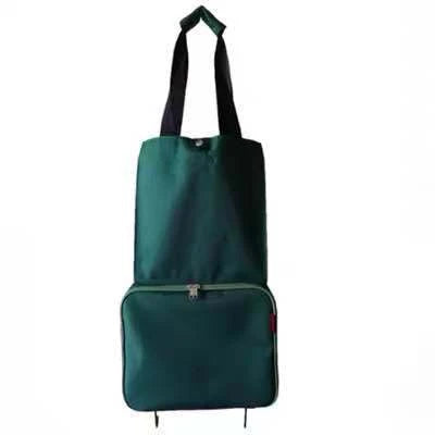 Collapsible shopping tote bag made of durable 600D encrypted Oxford cloth, with reinforced bottom tug strap for hands-free carrying