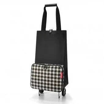 Collapsible shopping tote bag made of durable 600D encrypted Oxford cloth, with reinforced bottom tug strap for hands-free carrying