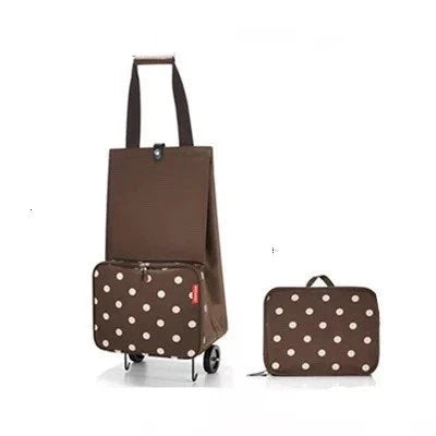Collapsible shopping tote bag made of durable 600D encrypted Oxford cloth, with reinforced bottom tug strap for hands-free carrying