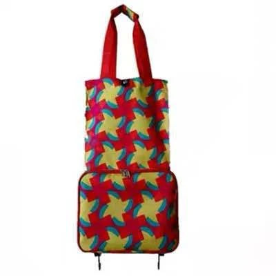 Collapsible shopping tote bag made of durable 600D encrypted Oxford cloth, with reinforced bottom tug strap for hands-free carrying