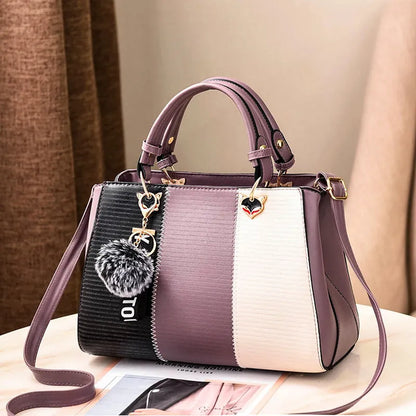 PU shoulder handbag with polyester lining, single soft handle and outer open pocket, five styles