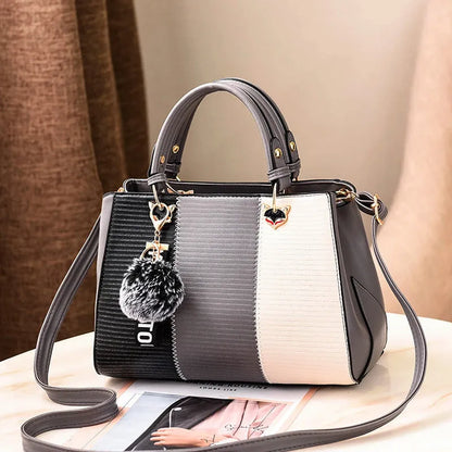 PU shoulder handbag with polyester lining, single soft handle and outer open pocket, five styles
