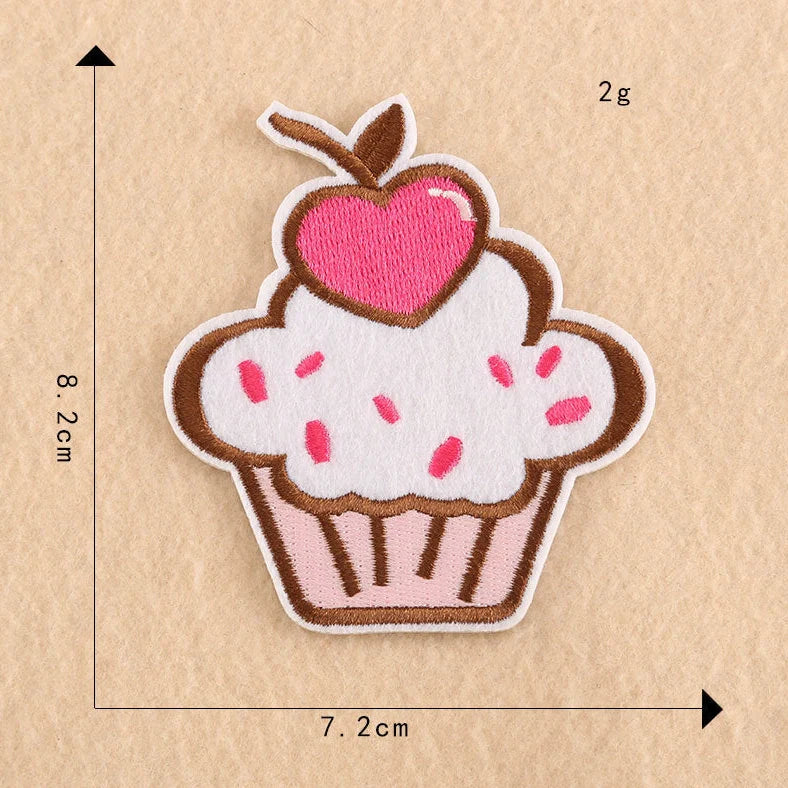 Rainbow cherry butterfly shaped patch with hot melt adhesive backing for ironing onto children's clothing at 150°C