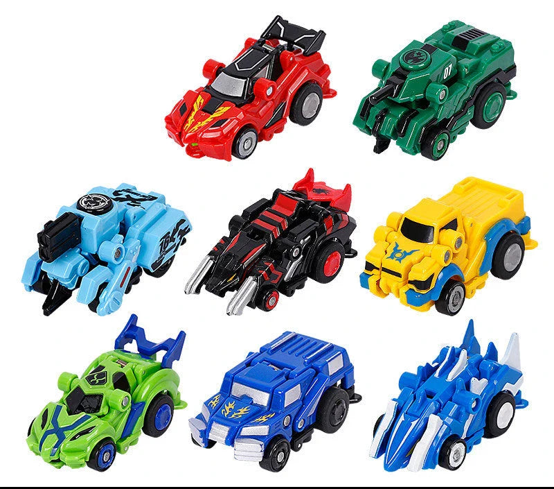 Transforming robot car toy with bounce action and multiple car modes