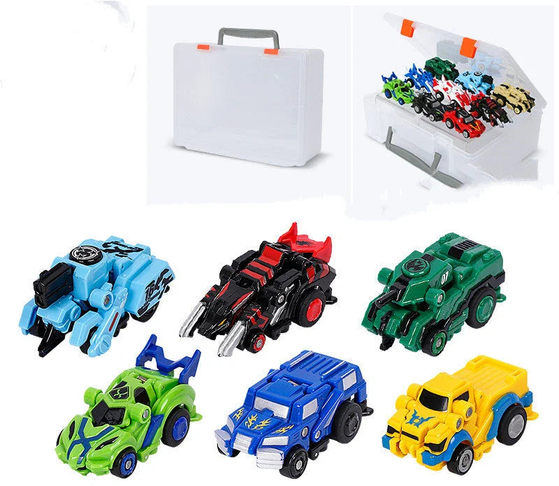 Transforming robot car toy with bounce action and multiple car modes