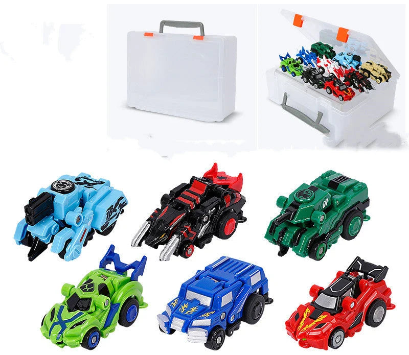 Transforming robot car toy with bounce action and multiple car modes