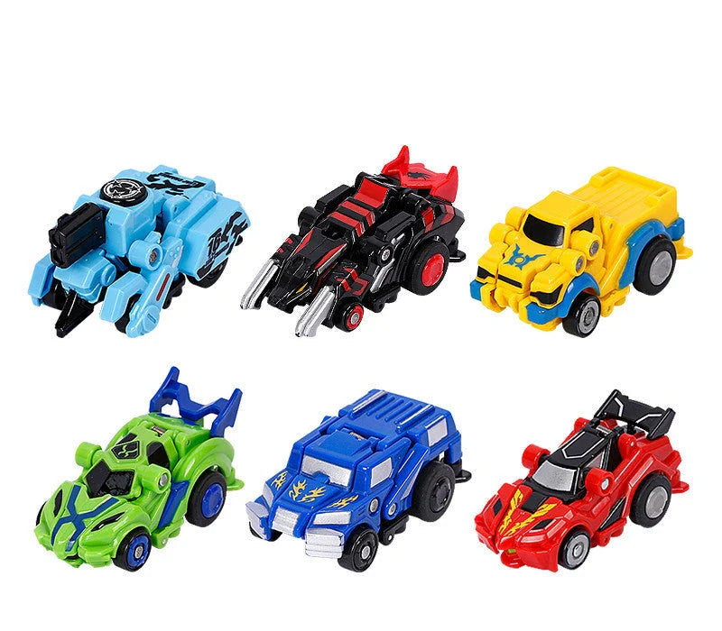Transforming robot car toy with bounce action and multiple car modes